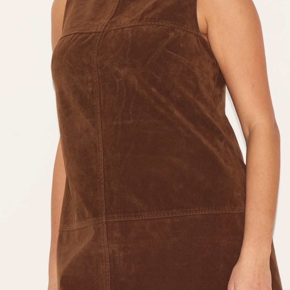 Brown Suede Sleeveless Dress